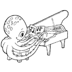 Dibujo para colorear Colorear Pulpo Pianista