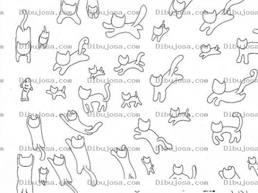 Dibujo para colorear Muchos Gatos Para Colorear