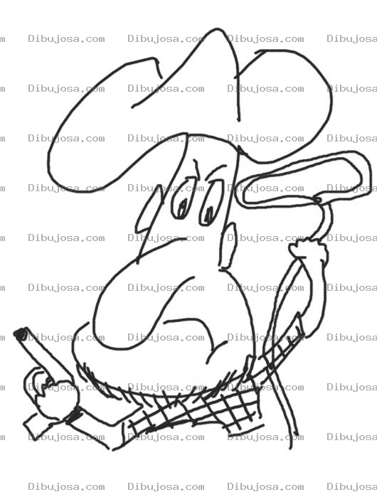 Dibujo para colorear Dibujo De Vaquero Con Sombrero Lazo Y Pistola Para Colorear