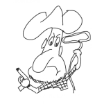 Dibujo para colorear Dibujo De Vaquero Con Sombrero Lazo Y Pistola Para Colorear