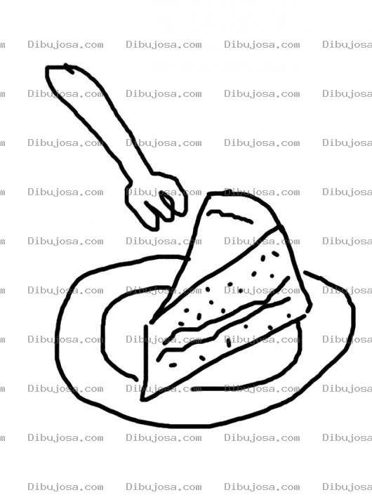 Dibujo para colorear Colorear Porcion De Pastel Con Un Tenedor