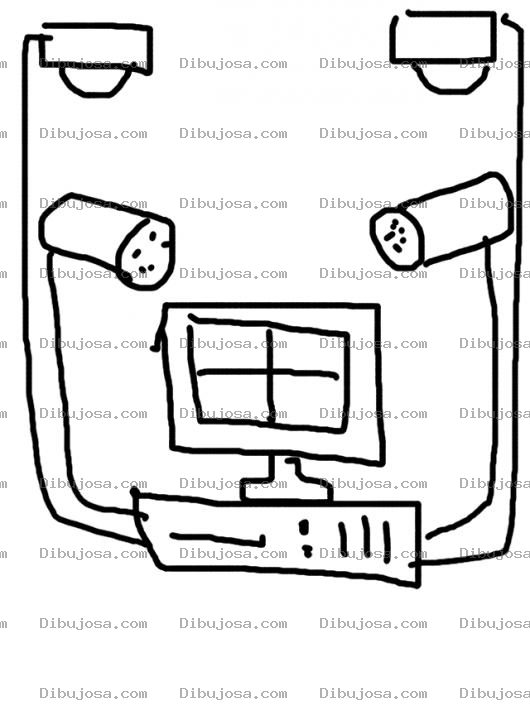 Dibujo para colorear Sistema De Vigilancia Dibujo De Un Dvr Con 4 Camaras Para Colorear