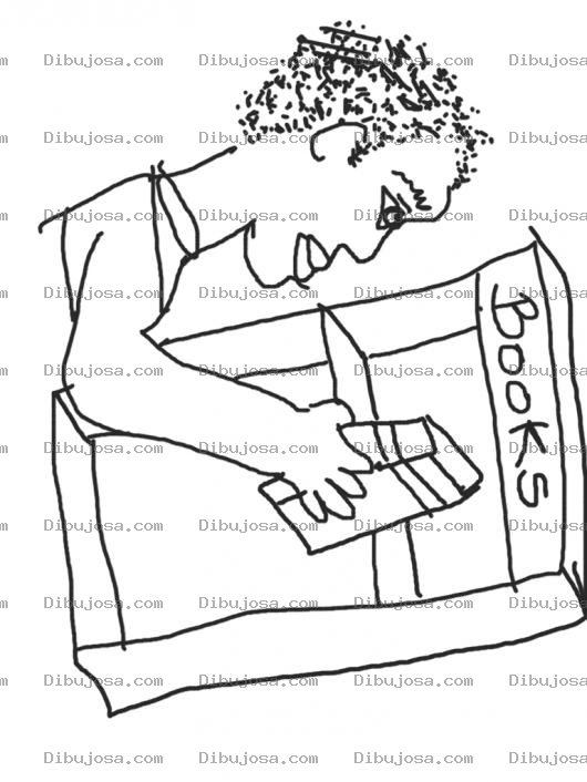 Dibujo para colorear Dibujo De Hombre Colocando Un Libro En La Repisa Estante Para Colorear