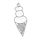 Dibujo para colorear Colorear Helado De Crema Para Pintar Dibujo De Helado De Cono Waffle De Tres Bolas Con Toping Y Cereza Para Pintar