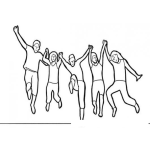 Dibujo para colorear Dibujo De Un Grupo De Amigos Saltando Felices Para Pintar Y Colorear