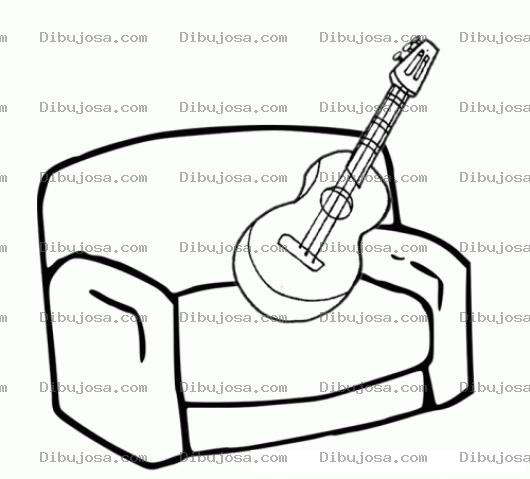 Dibujo para colorear Dibujo De Guitarra En Sofa Para Colorear