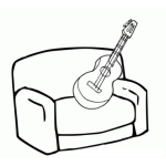 Dibujo para colorear Dibujo De Guitarra En Sofa Para Colorear