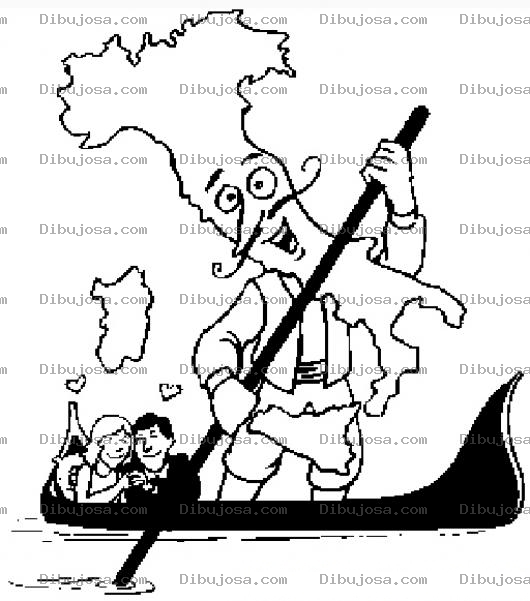 Dibujo para colorear Colorear mapa de Italia sobre el rio de venecia