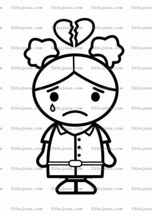 Dibujo para colorear Dibujo De Chica Descorazonada Para Pintar Y Colorear Mujer Triste Y Desilusionada Con El Corazon Roto
