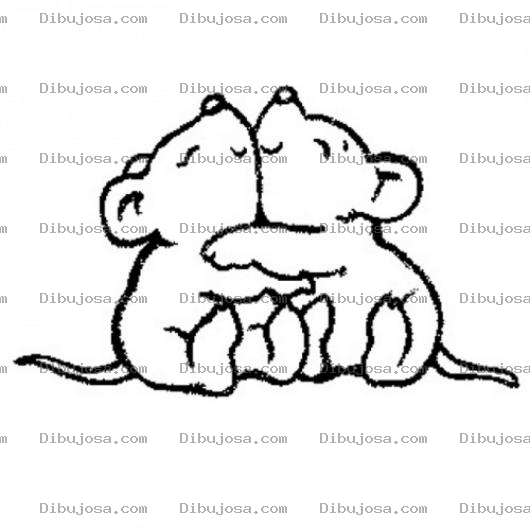 Dibujo para colorear Ratoncitos Abrazado Para Pintar Y Colorear