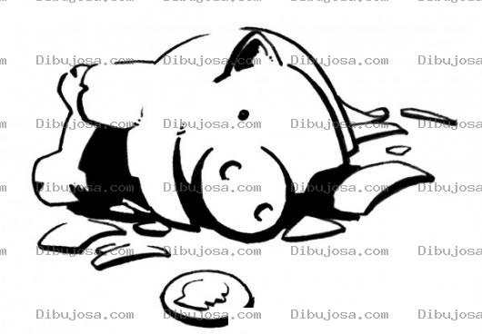 Dibujo para colorear Dibujo De Alcancia Quebrada Para Pintar Y Colorear
