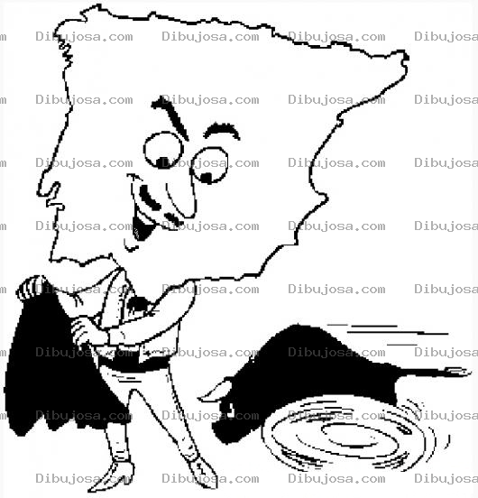 Dibujo para colorear Colorear mapa de espa a toreando a un toro