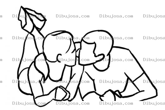 Dibujo para colorear Dibujo De Pareja Besandose En El Suelo Para Colorear