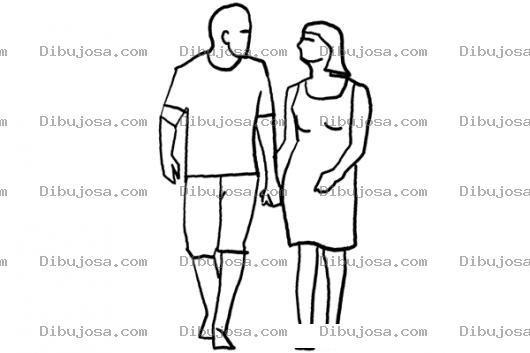 Dibujo para colorear Esposos Caminadno Descalzos Para Pintar Y Colorear