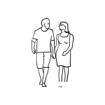 Dibujo para colorear Esposos Caminadno Descalzos Para Pintar Y Colorear