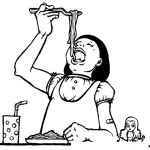 Dibujo para colorear Dibujo De Glotona Comiendo Espagetis Para Pintar Y Colorear