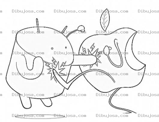 Dibujo para colorear Mac Y Android Dibujo De Pelea De Sistemas Operativos Para Pintar Y Colorear Android Y El Ios De Apple