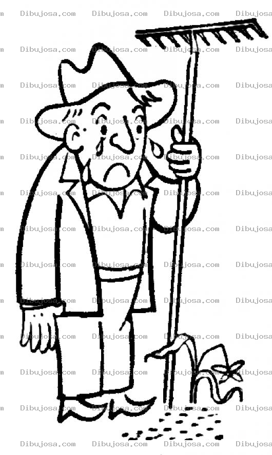 Dibujo para colorear Granjero Llorando Triste Sin Cosecha Para Pintar Y Colorear Secuelas Del Mitch