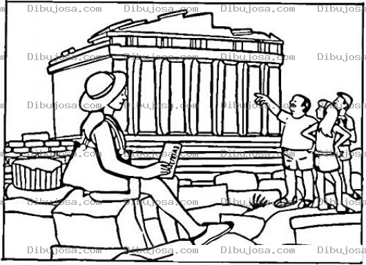 Dibujo para colorear Guia Turistico Para Pintar Y Colorear Turistas Paseando En Una Ciudad
