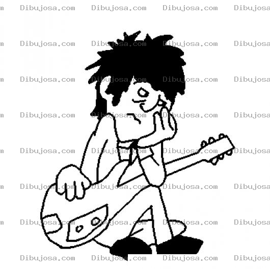 Dibujo para colorear Dibujo De Guitarrista Aburrido Para Pintar Y Colorear