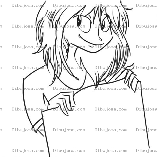Dibujo para colorear Fan+con+cartel+dibujo+de+una+chica+con+un+cartel+en+blanco+para+pintar+y+colorear