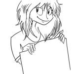 Dibujo para colorear Fan+con+cartel+dibujo+de+una+chica+con+un+cartel+en+blanco+para+pintar+y+colorear