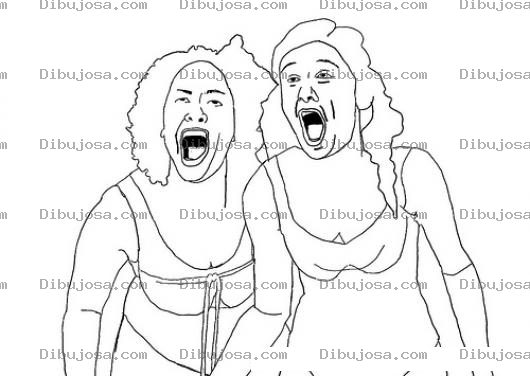 Dibujo para colorear Mujeres Gritando Para Pintar Y Colorear