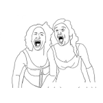 Dibujo para colorear Mujeres Gritando Para Pintar Y Colorear