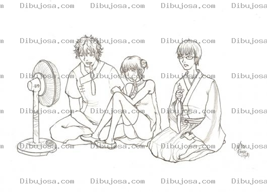 Dibujo para colorear Chinitos Acalorados Frente A Un Ventilador Para Pintar Y Colorear