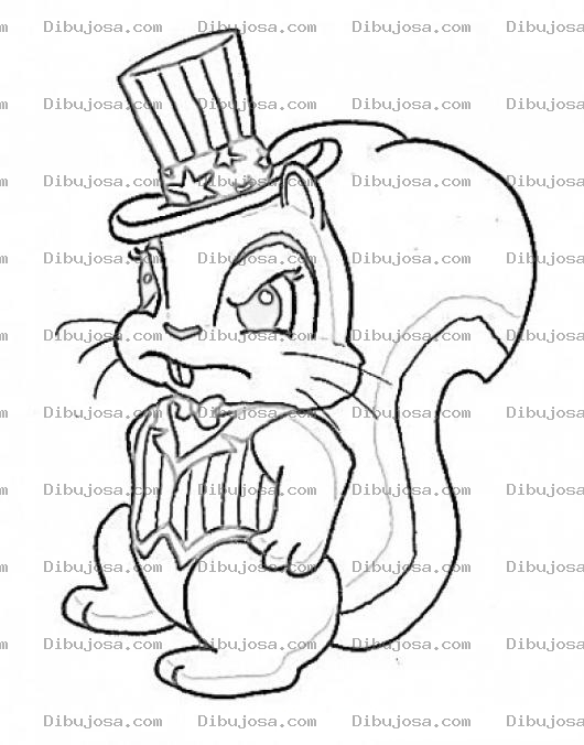 Dibujo para colorear Ardilla Americana Para Pintar Y Colorear Ardillita De Estados Unidos