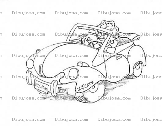 Dibujo para colorear Mama Con Carro Descapotable Dibujo De Una Mujer Con Un Coche Convertible Para Colorear