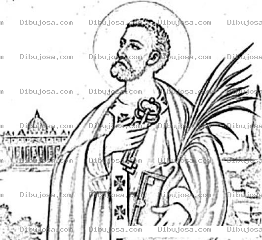 Dibujo para colorear Sanpedro Dibujo De San Pedro Con Las Llaves Del Cielo Y Su Ipad Para Pintar Y Colorear
