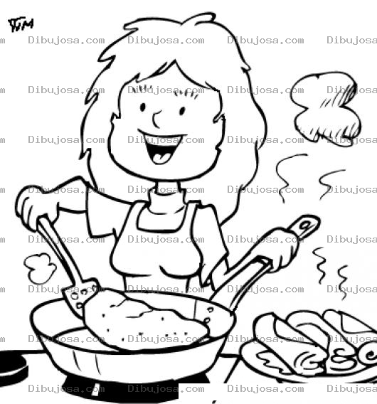 Dibujo para colorear Mama Cocinando Crepas Para Pintar Y Colorear Crepitas Deliciosas