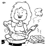 Dibujo para colorear Mama Cocinando Crepas Para Pintar Y Colorear Crepitas Deliciosas