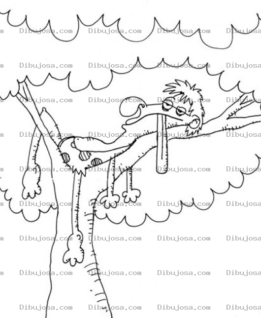 Dibujo para colorear Cavernicola Durmiendo En Un Arbol Para Pintar Y Colorear Hombre Cansado Descansando En Las Ramas De Un Arbol