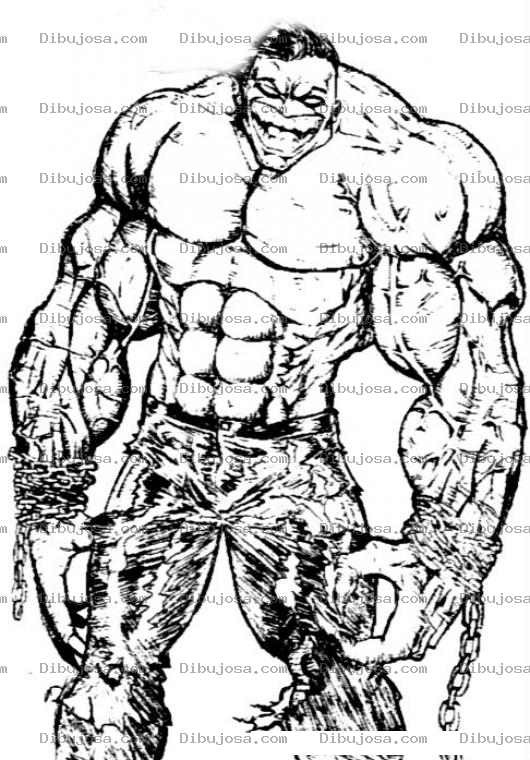 Dibujo para colorear Colorear A Hulk Encadenado Dibujo De Hulck Julk Holk Jolc Musculoso Furioso Y Con Cadenas En Sus Manos Para Pintar Y Colorear