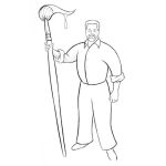 Dibujo para colorear Pincel Gigante Dibujo De Un Pintor Con Un Pincel Grandote Para Pintar Y Colorear
