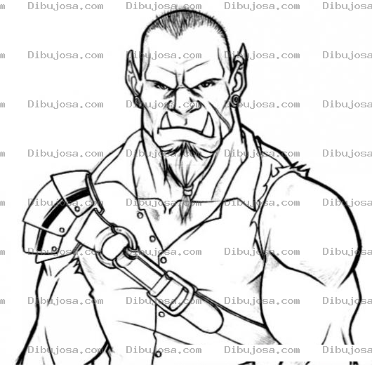 Dibujo para colorear Hombre Con Colmillos De Jabali Para Pintar Y Colorear