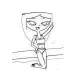Dibujo para colorear Chica De Rodillas En La Playa Para Pintar Y Colorear