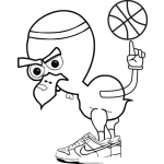 Dibujo para colorear Angry Gallito Dibujo De Angry Bird Basquetbolista Con Tennis Nike Y Pelota De Basquetbol Para Pintar Y Colorear Gallo Basketbolistad