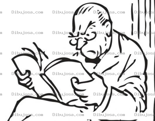 Dibujo para colorear Dibujo De Viejito Enojado Leyendo Un Libro Para Colorear
