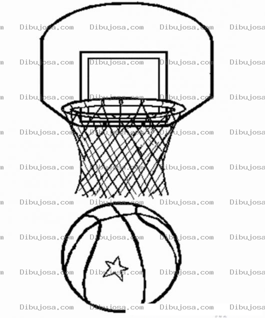 Dibujo para colorear Dibujo De Pelota Y Canasta De Basquetbol Para Pintar Y Colorear Un Aro De Basketball Con Su Tablero Y Su Red
