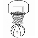 Dibujo para colorear Dibujo De Pelota Y Canasta De Basquetbol Para Pintar Y Colorear Un Aro De Basketball Con Su Tablero Y Su Red