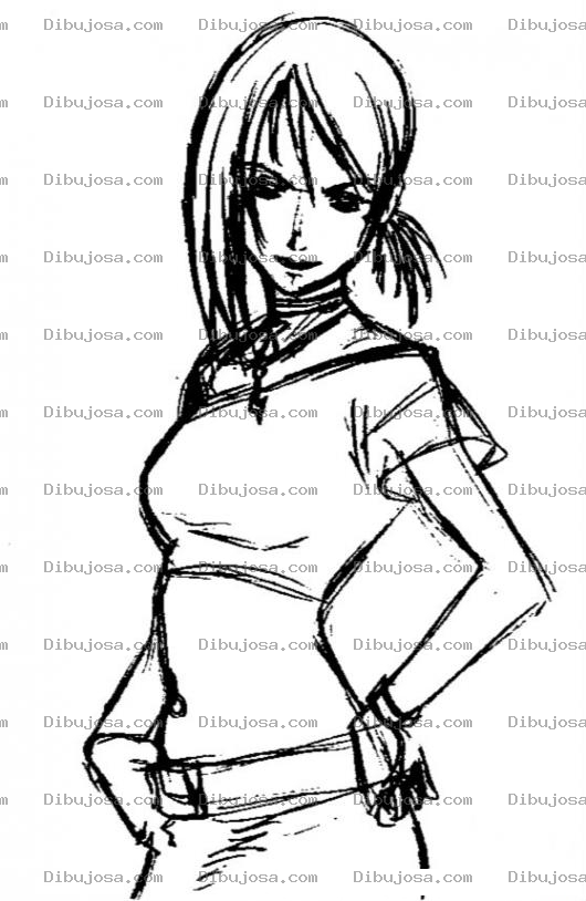 Dibujo para colorear Chica Con Blusa Corta Para Pintar Y Colorear