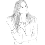 Dibujo para colorear Dibujo De Mujer Tocandose El Pelo Para Pintar Y Colorear