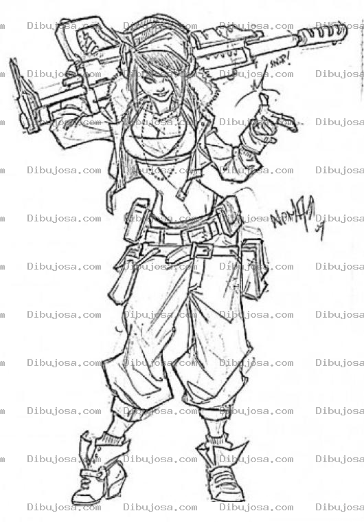 Dibujo para colorear Dibujo De Chica Guerrillera Para Pintar Y Colorear