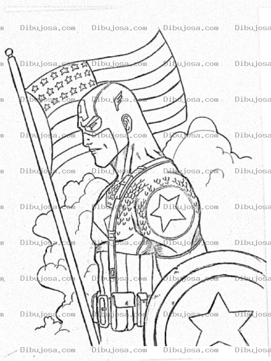 Dibujo para colorear Dibujo Del Capitan America Con La Bandera De Estadosunidos Para Pintar Y Colorear Captainamerica