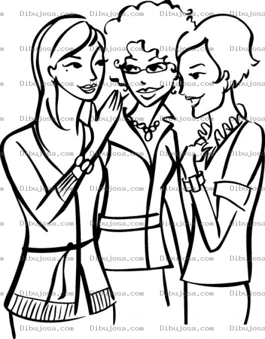 Dibujo para colorear Dibujo De Tres Amigos Secreteandose Para Colorear