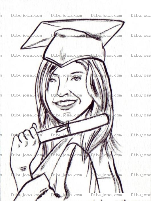Dibujo para colorear Dibujo De Mujer Graduada Con Su Diploma Toga Y Birrete Para Pintar Y Colorear Graduacion De Secretaria
