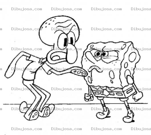 Dibujo para colorear Dibujo De Bob Esponja Peleando Con Patrick Para Pintar Y Colorear